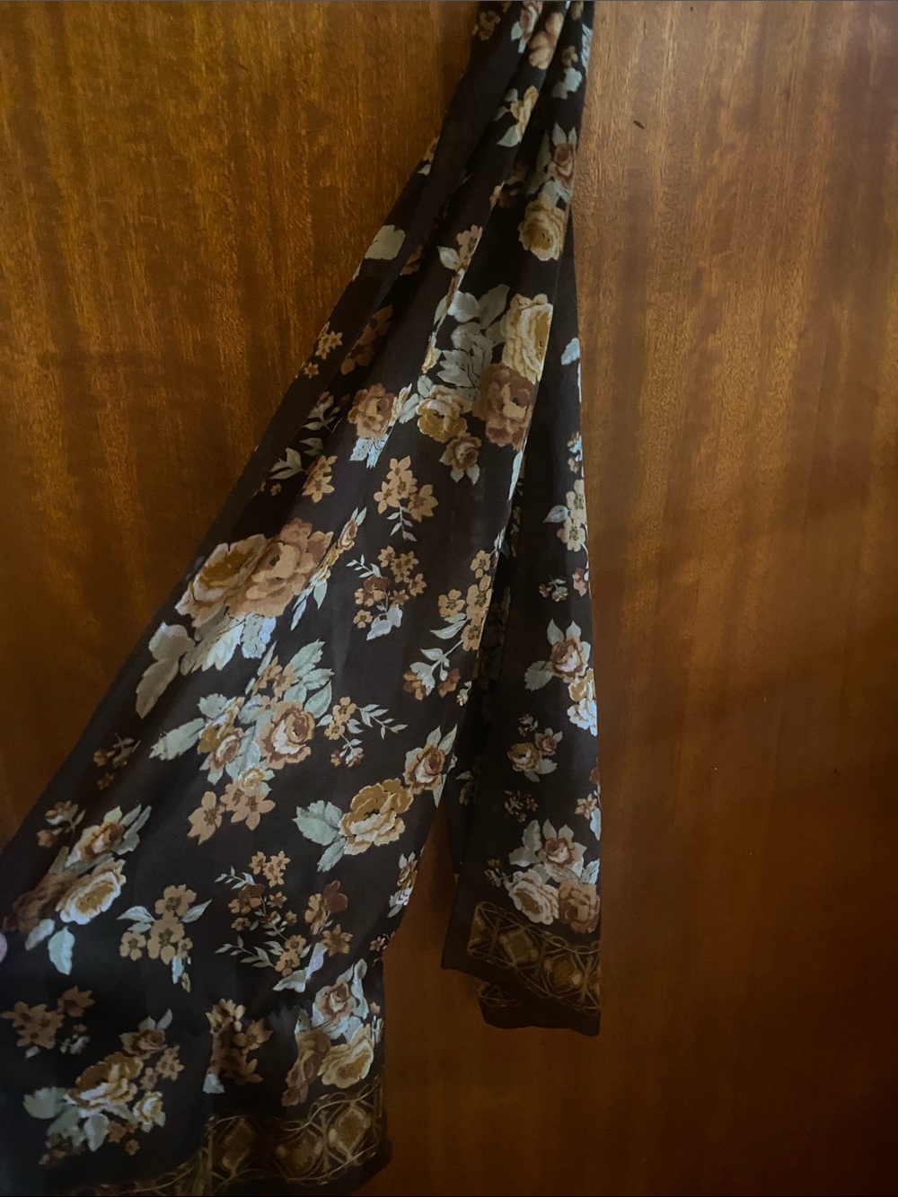 Vintage oblong scarf- autumn tones floral